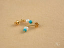 Ocean Breeze 18k gold pearl earrings with vibrant turquoise beads