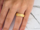 Orbit Lines comfort fit matte gold band with three inset diamonds