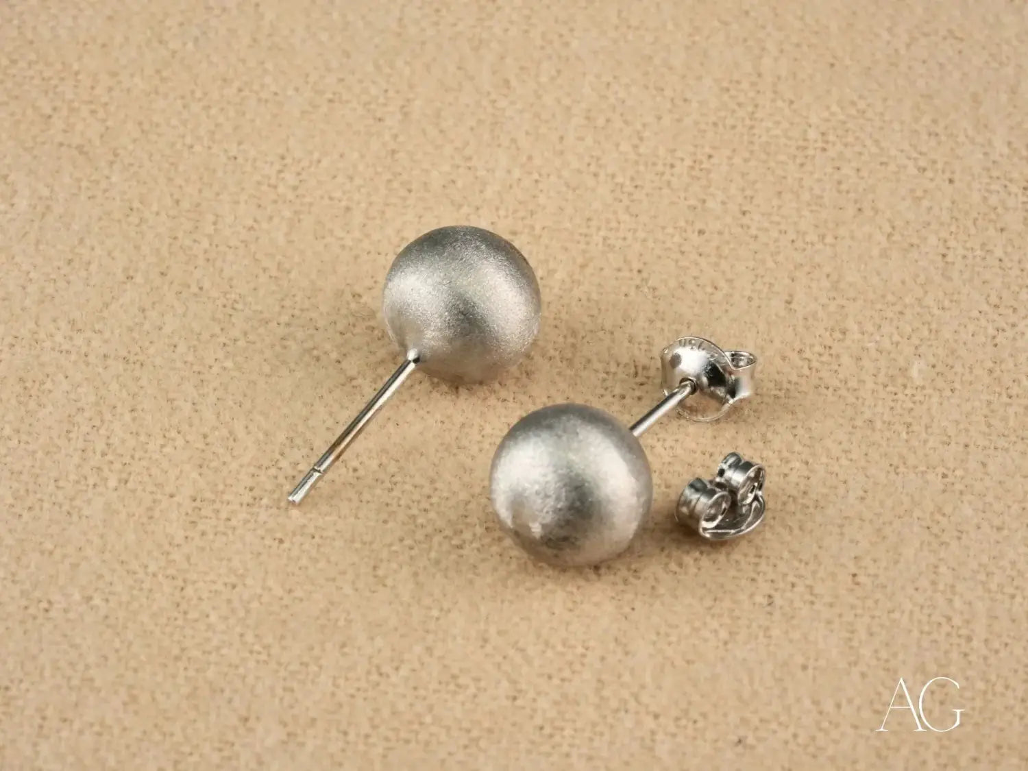 Lustrous Sphere: 18k White Gold Ball Earrings
