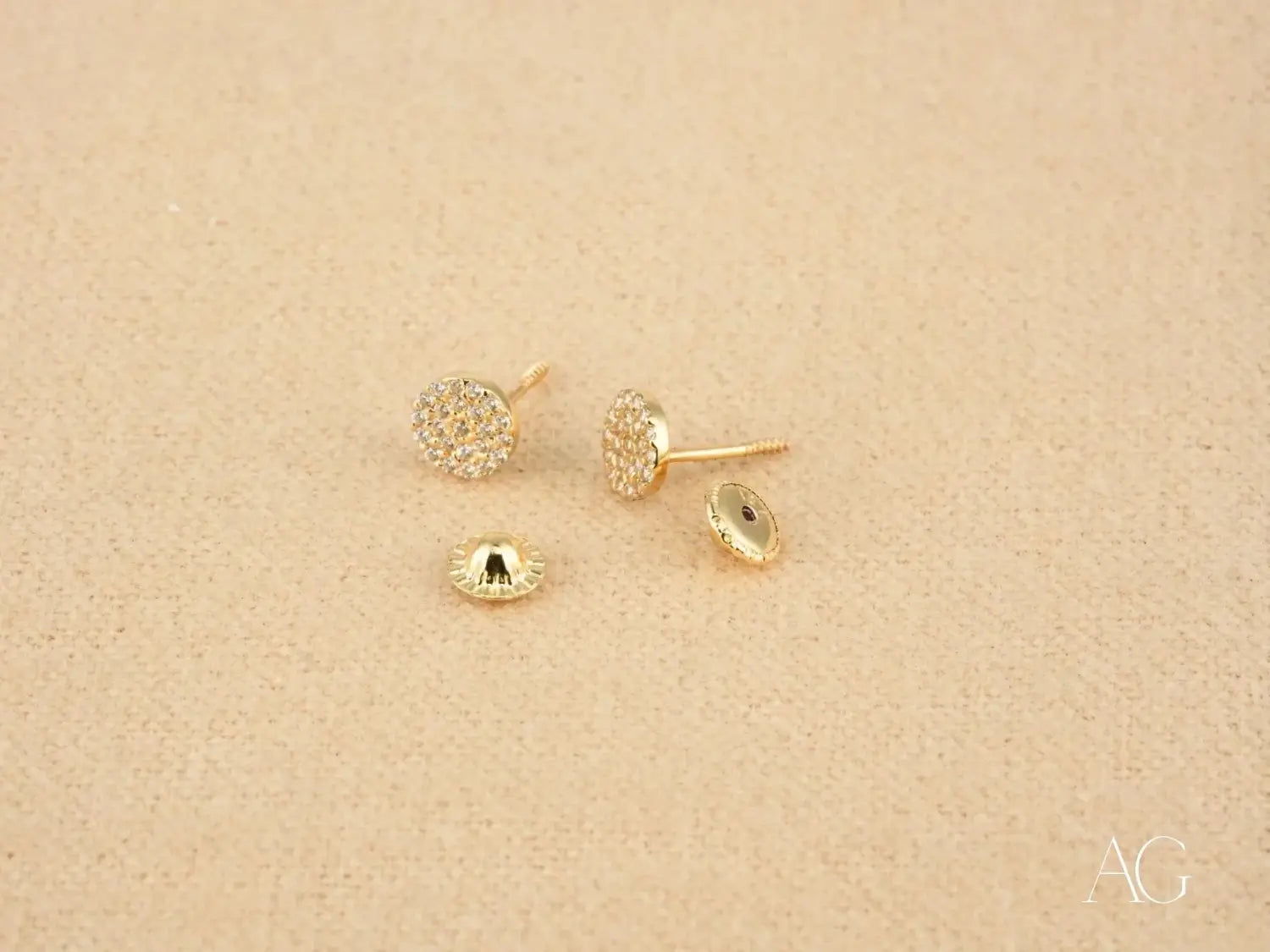 Gold CZ Earrings – Radiant Elegance with Secure Screw Back