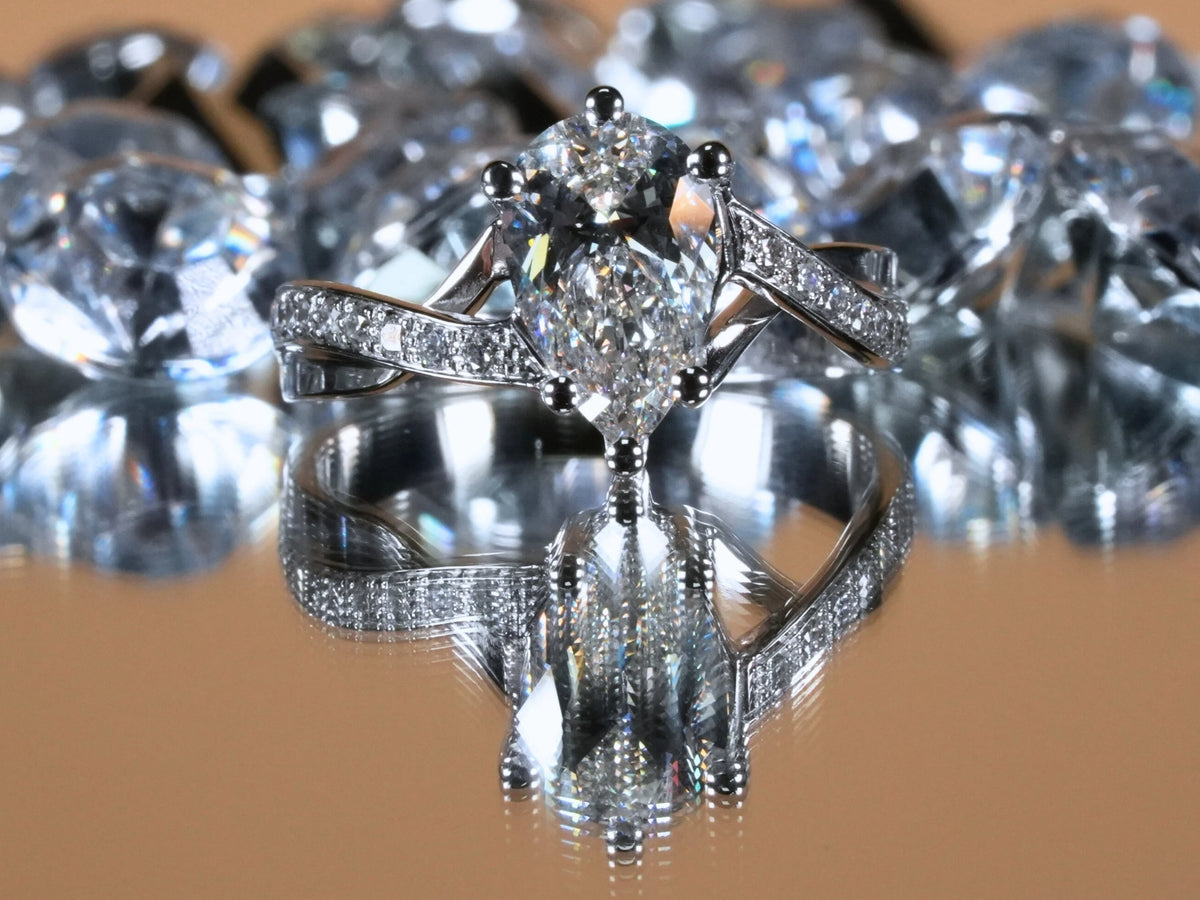 Pear Radiance lab-grown diamond pear engagement ring in white gold