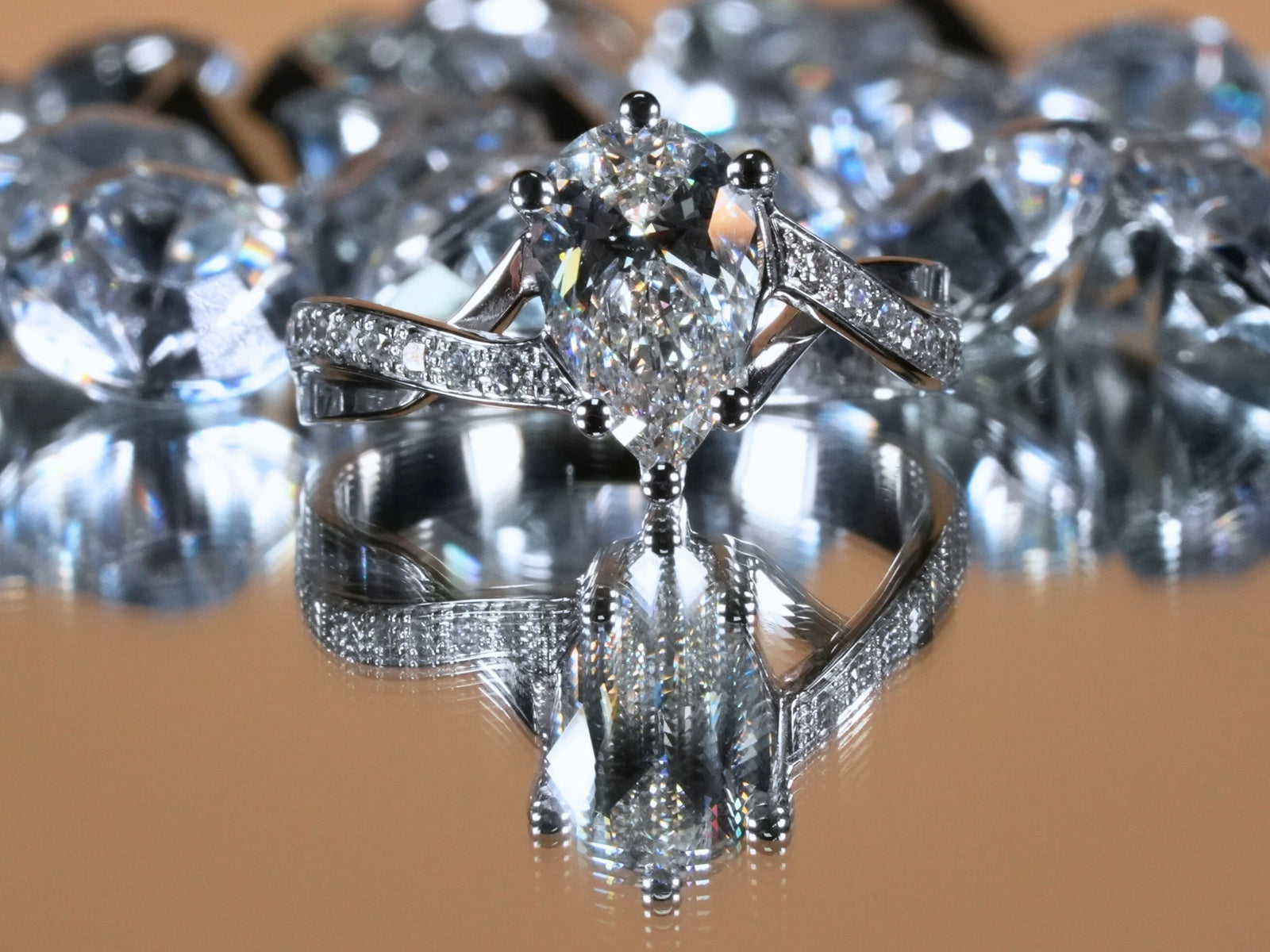 Pear Radiance lab-grown diamond pear engagement ring in white gold