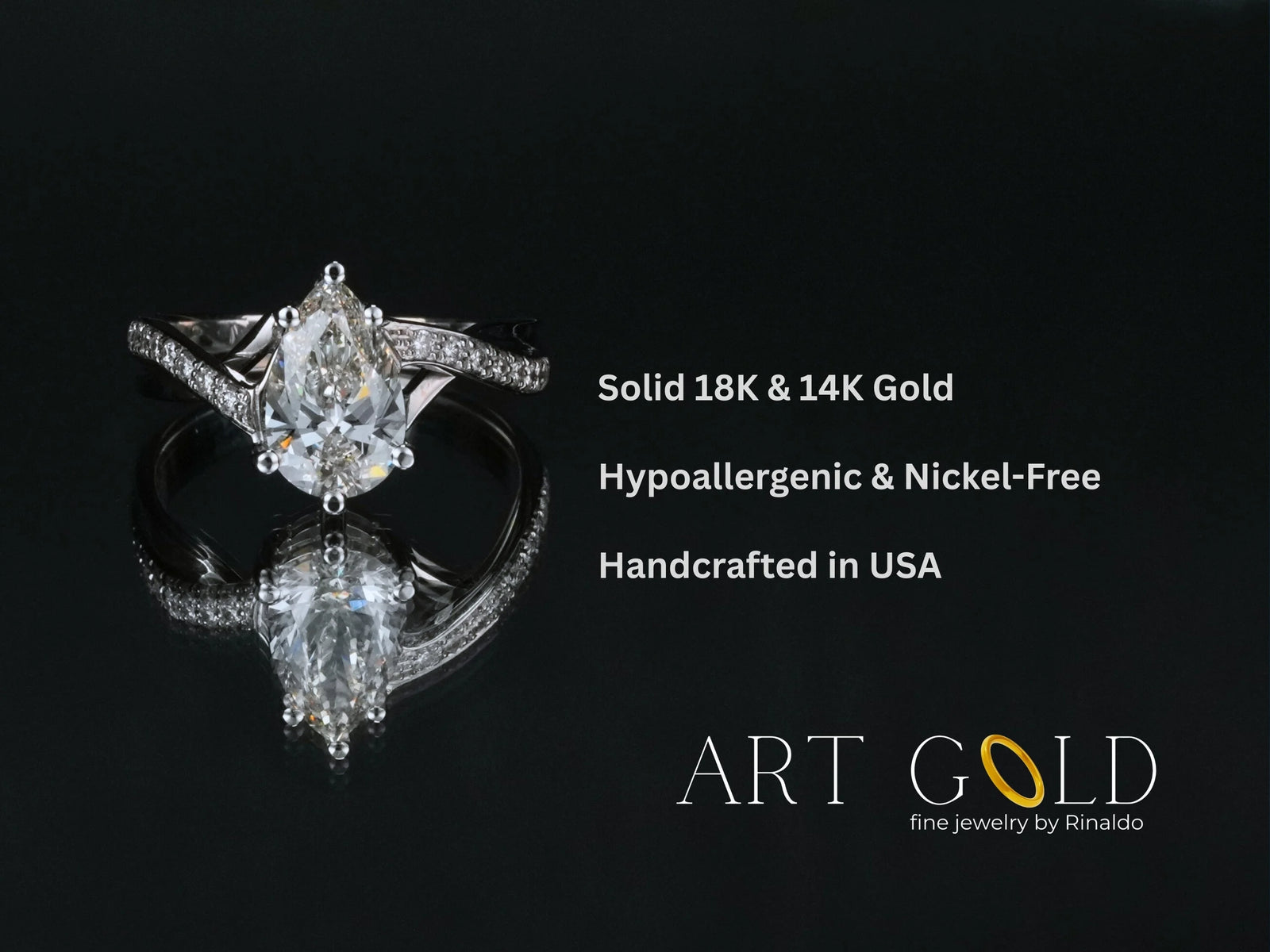 Pear Radiance lab-grown diamond pear-shaped ring in white gold