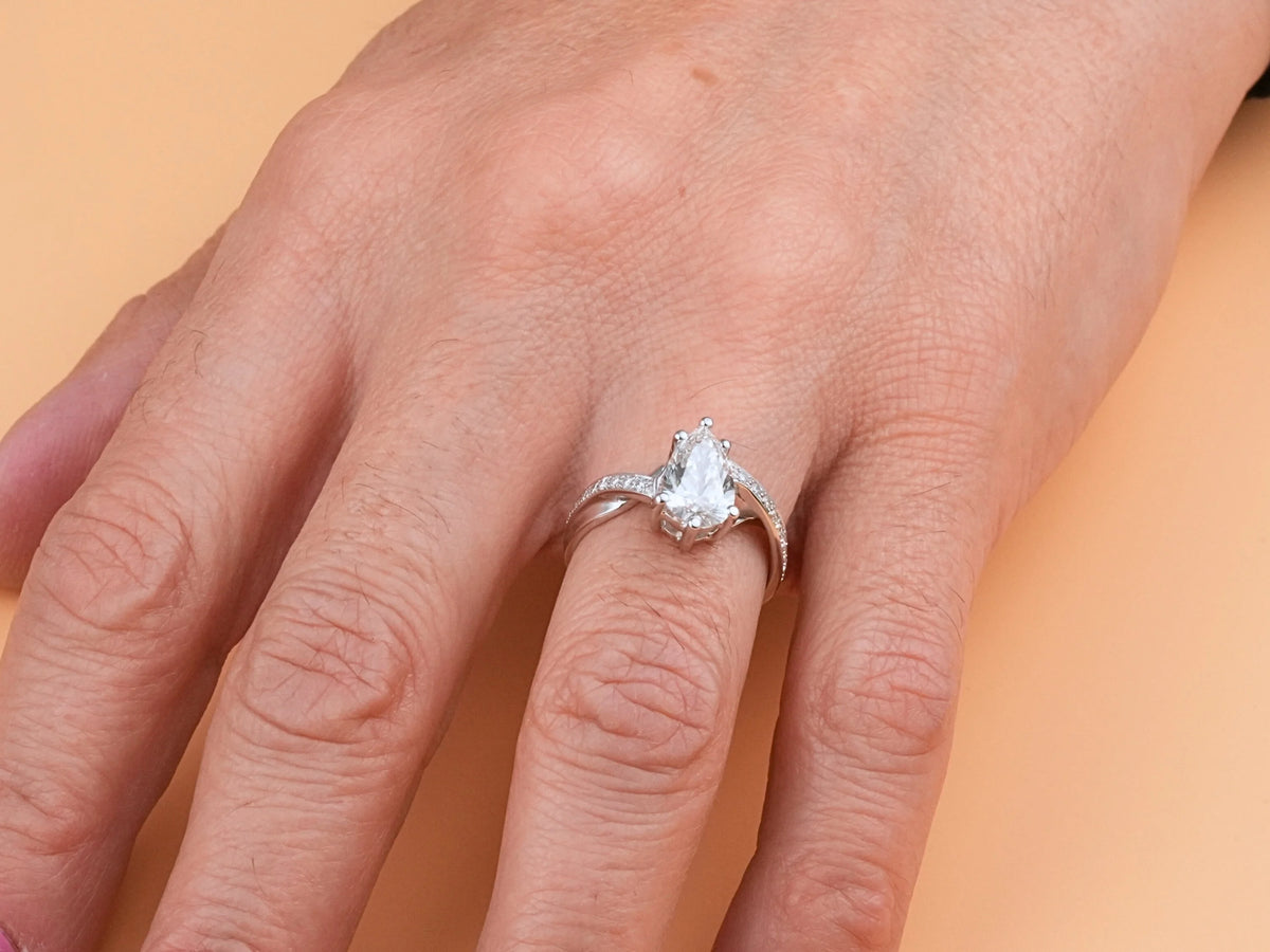 Pear Radiance lab-grown diamond pear-cut ring in white gold