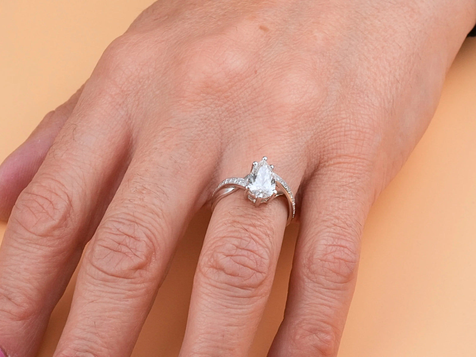 Pear Radiance lab-grown diamond pear-cut ring in white gold
