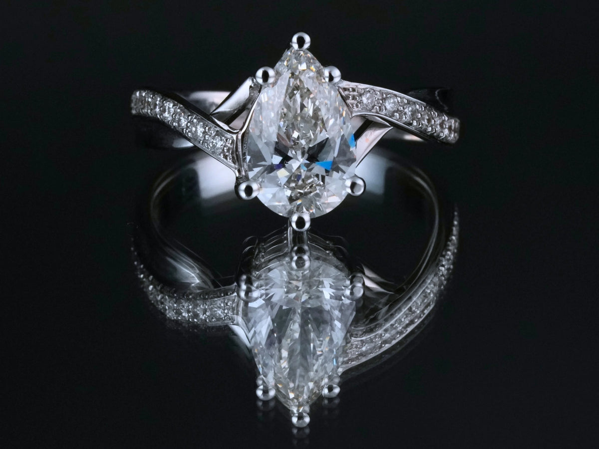 Pear Radiance lab-grown diamond pear-shaped engagement ring in white gold