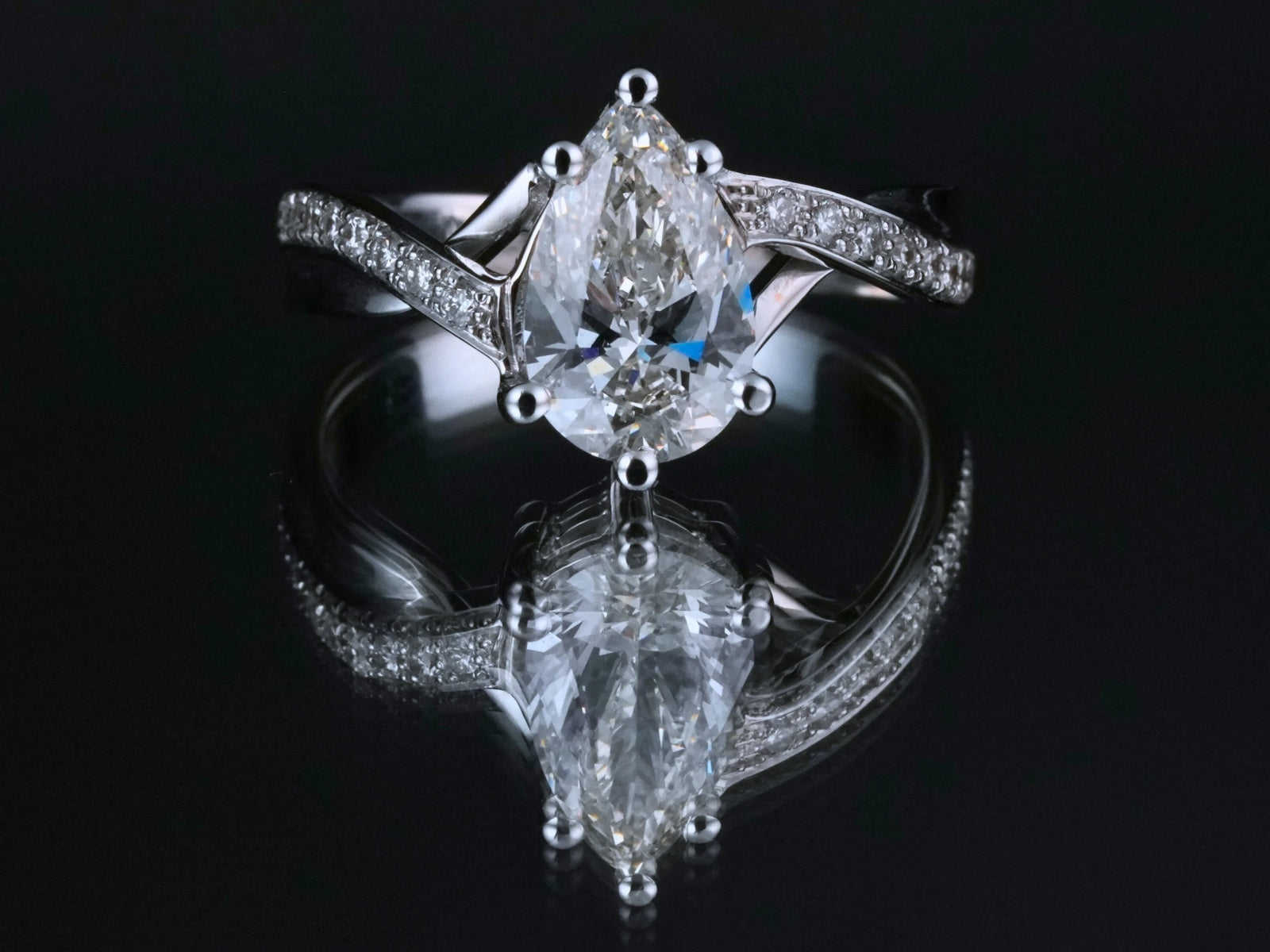 Pear Radiance lab-grown diamond pear-shaped engagement ring in white gold