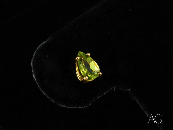 Peridot Radiance Earrings: 18k Gold Pear-Shaped Peridot Gemstone