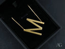 Personalized letter M pendant 18k gold jewelry earrings