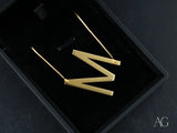 Personalized letter M pendant 18k gold jewelry earrings
