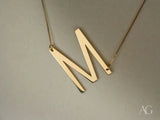 Gold 18k personalized necklace with letter M pendant
