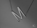 Silver personalized necklace with letter M pendant in 18k gold