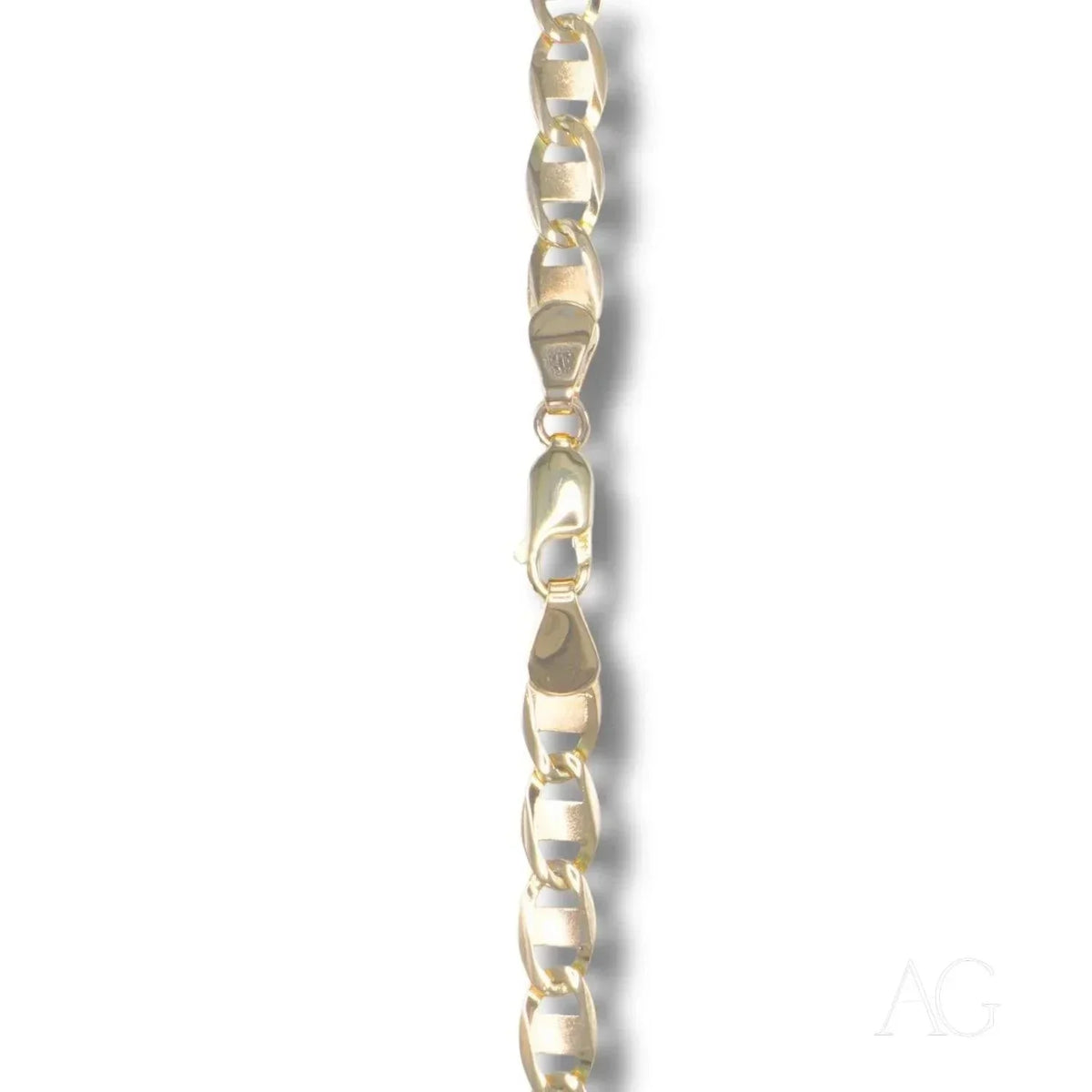 Shiny Piastrine gold chain with mariner links and lobster clasp, versatile elegance
