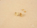 Pair of 18k solid gold tiger stud earrings with screw-back