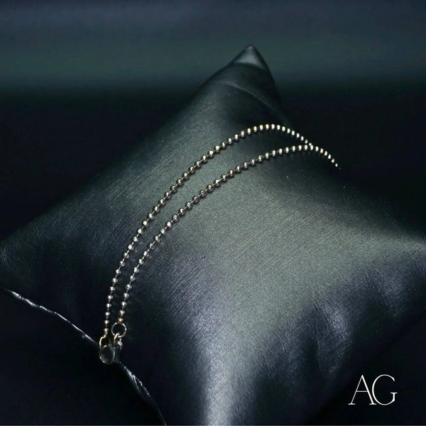 Premium 18k white gold anklet with double-strand silver-colored ball chain