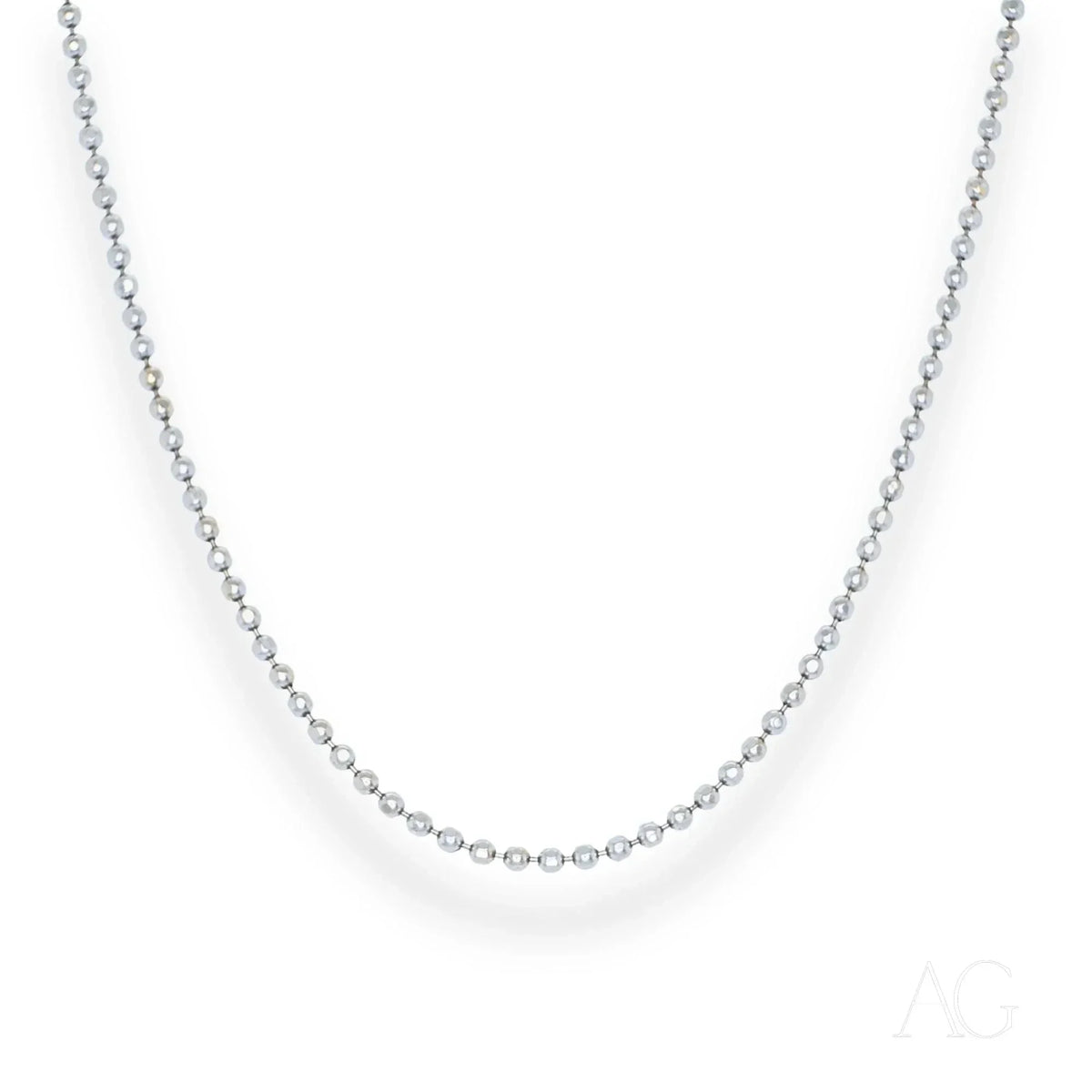 Premium 18k white gold anklet with silver-tone beaded chain