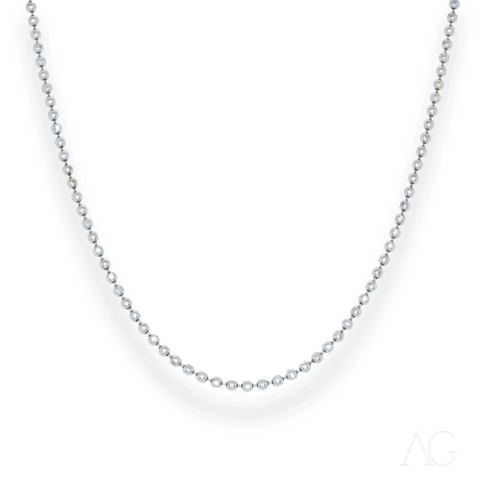 Premium 18k white gold anklet with silver-tone beaded chain