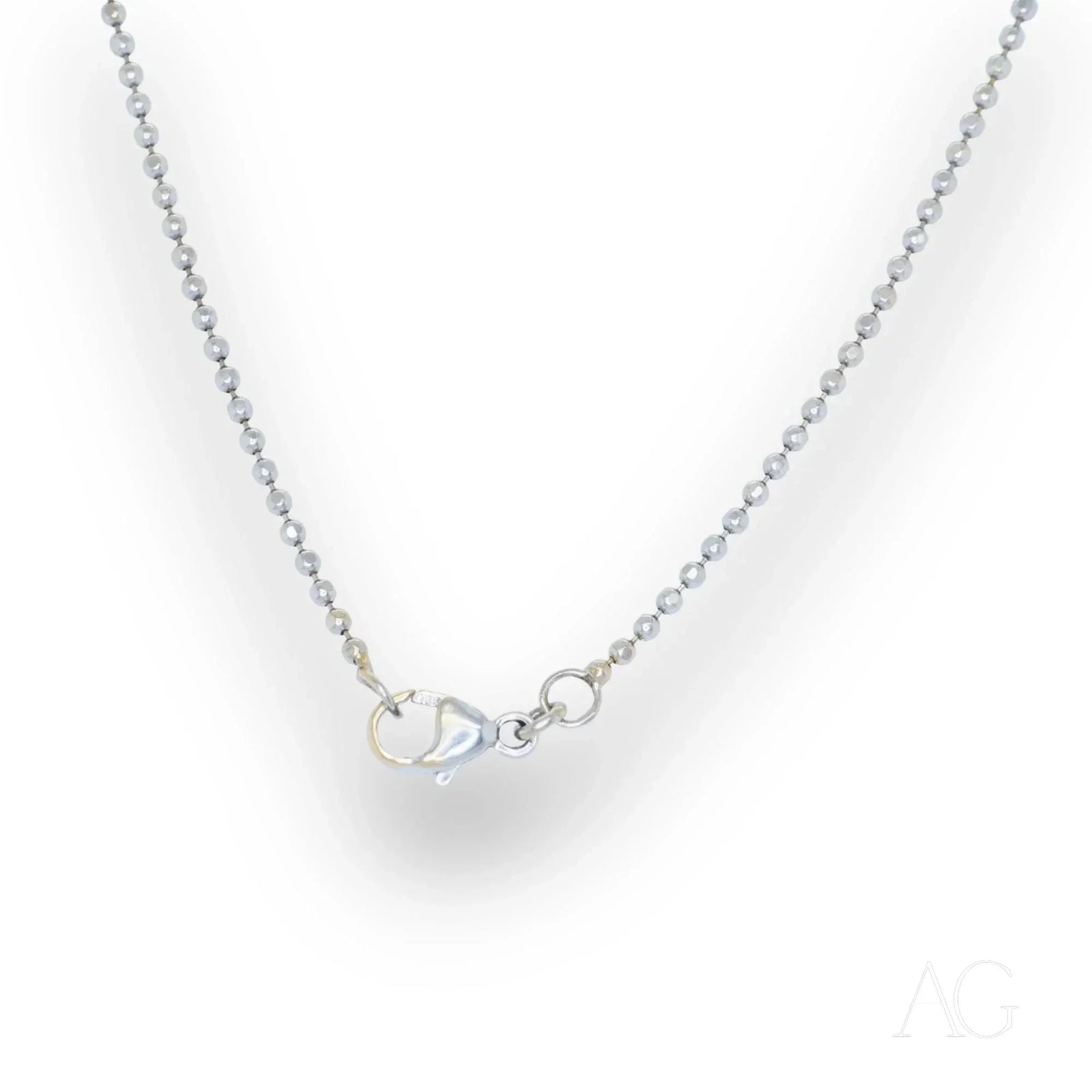 Premium 18k white gold anklet with silver-toned ball chain and lobster clasp