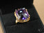 Gold ring with large faceted purple amethyst, 18k solid gold art gold jewelry