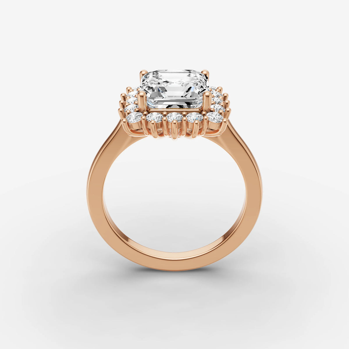 Aurore asscher diamond setting in gold, view 9