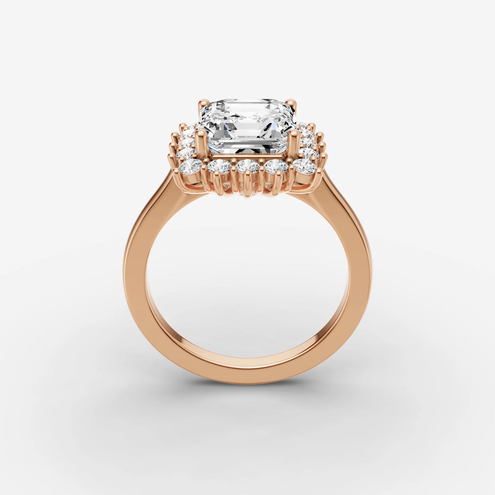 Aurore asscher diamond setting in gold, view 9