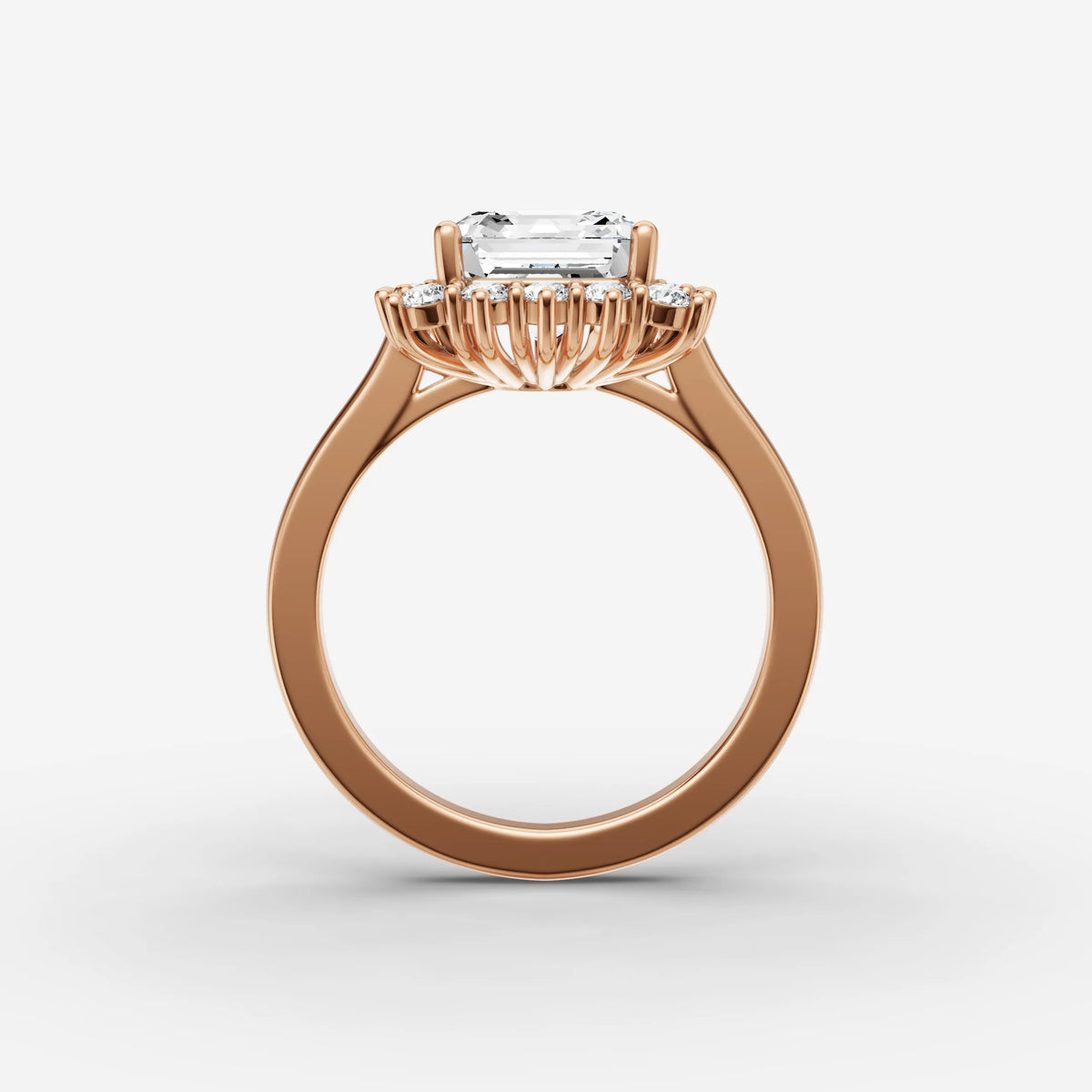 Aurore asscher diamond setting in gold, view 8