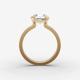 Demi asscher diamond setting in gold, profile angle