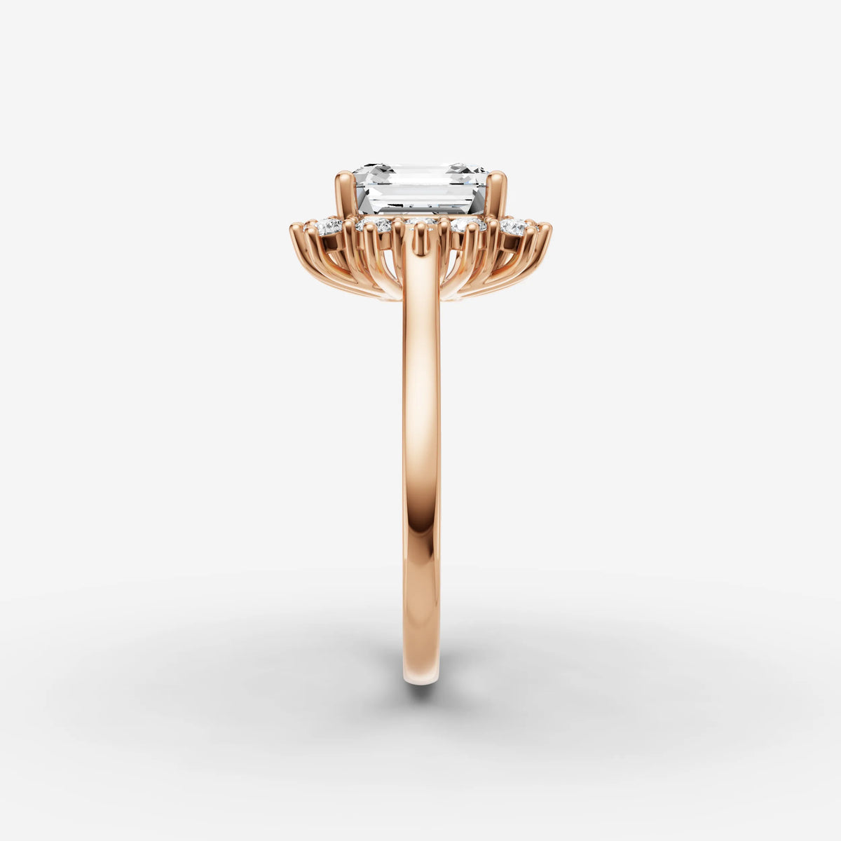 Aurore asscher diamond setting in gold, view 11