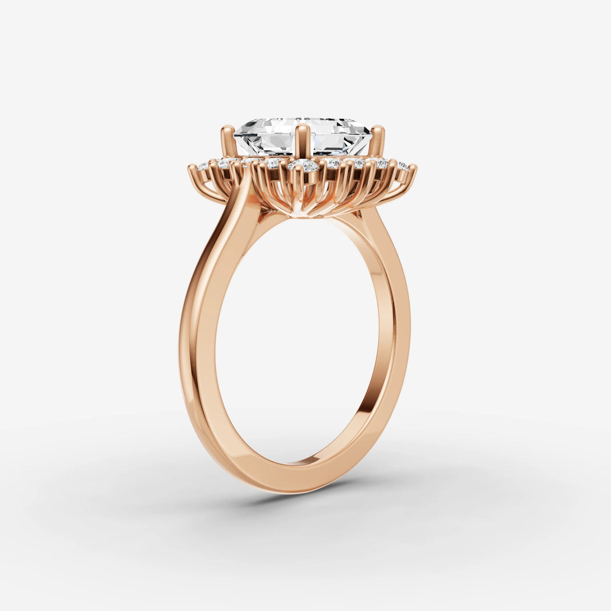 Aurore asscher diamond setting in gold, view 10