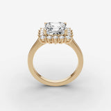 Aurore asscher diamond setting in gold, side view