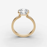 Demi asscher diamond setting in gold, side view