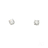 Radiant 18k white gold diamond earrings with round brilliant-cut studs