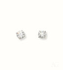 Radiant 18k white gold diamond earrings with round brilliant-cut studs