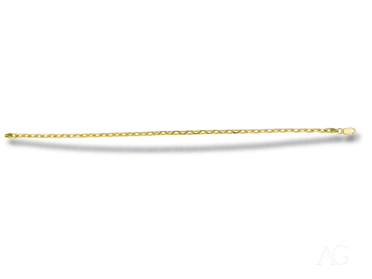 Exquisite 18k solid gold bracelet with diamond-cut link chain and lobster clasp