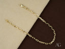 Exquisite 18k solid gold art gold jewelry bracelet with diamond-cut link chain and lobster clasp