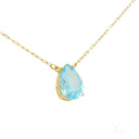 Radiant Blue Topaz 18 Carat Gold Necklace with Pear-Shaped Pendant