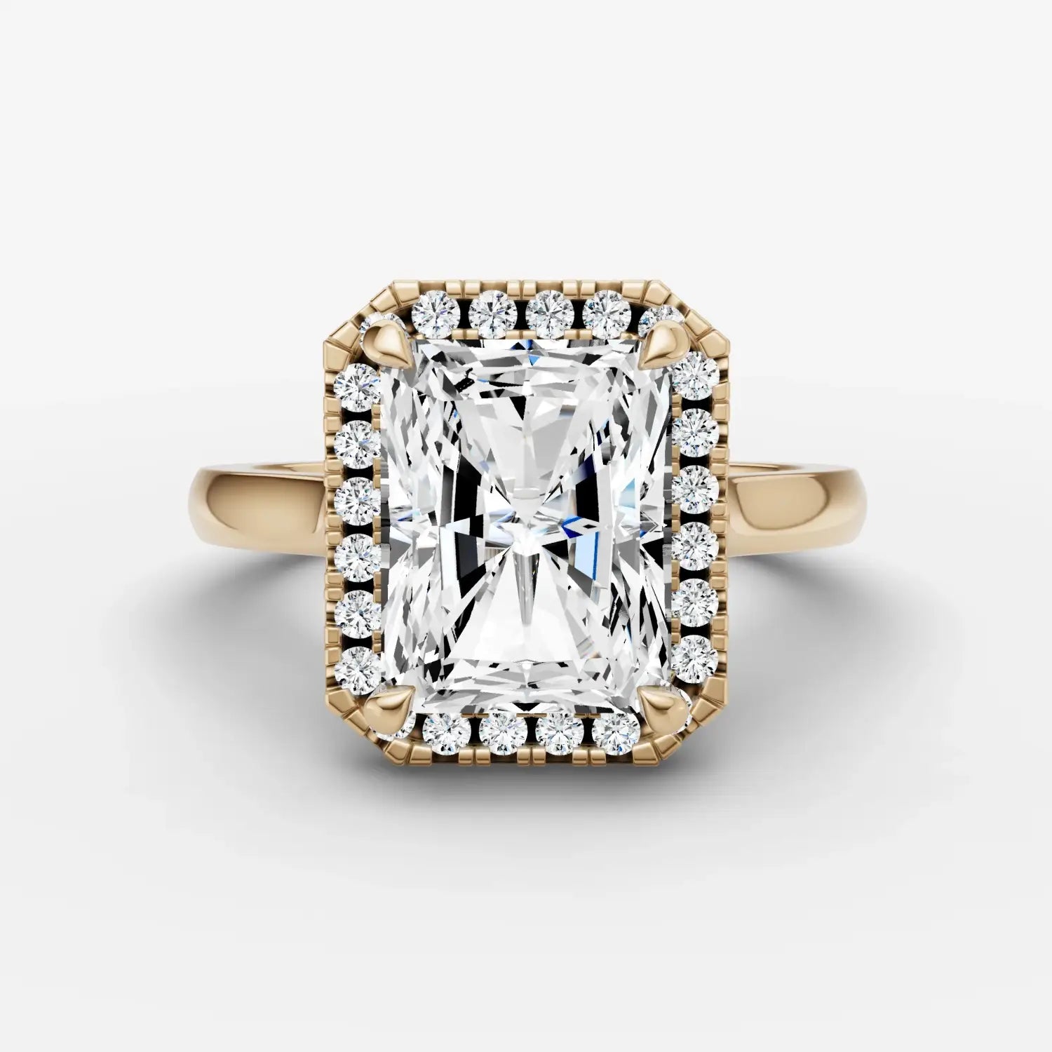 A two-toned engagement ring with black and rose gold bands featuring heart-shaped diamond settings at everett jewelry store
