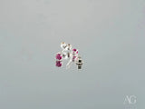 18k white gold CZ stud earrings with ruby gemstones in art gold jewelry