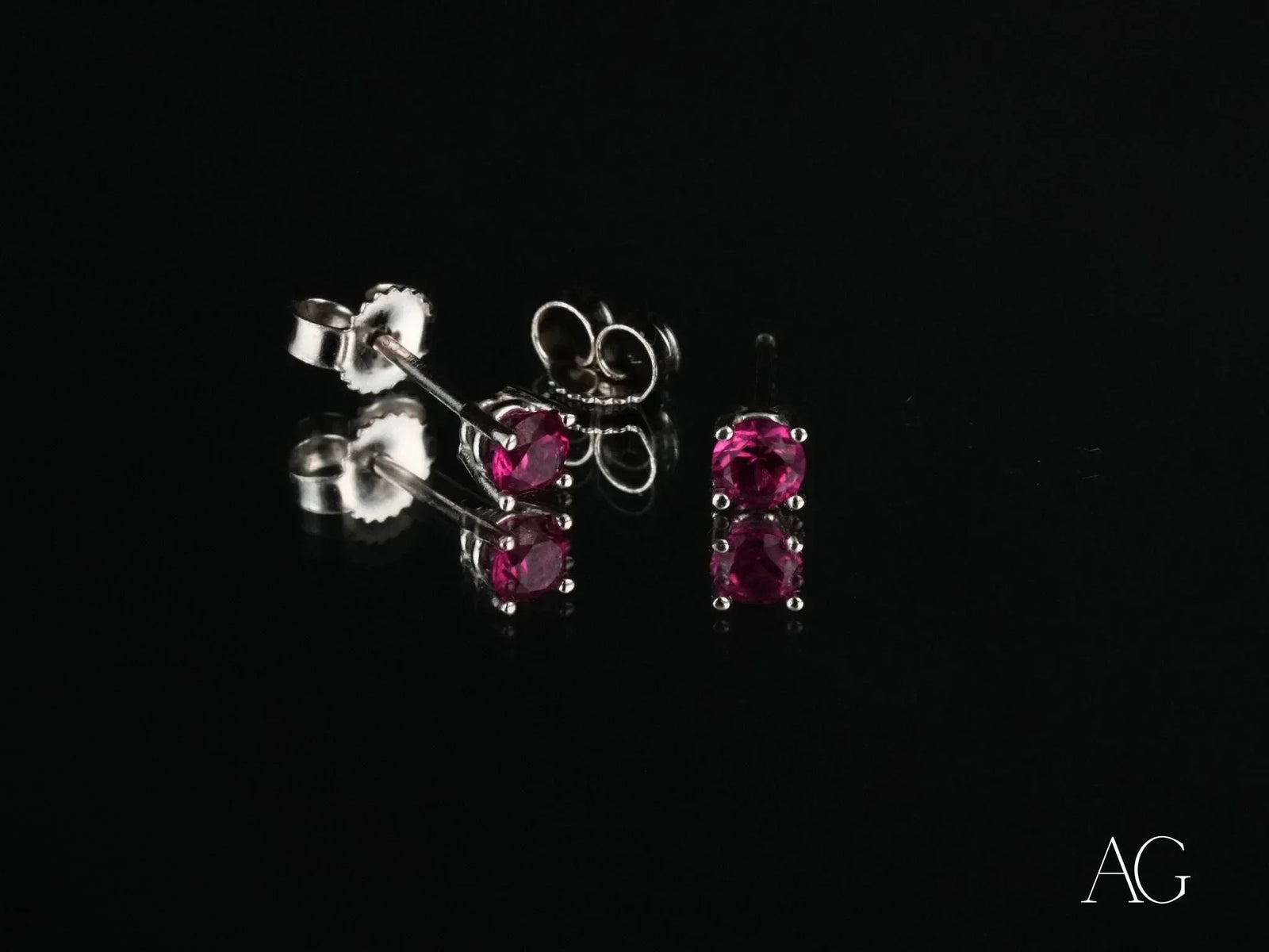 Two pairs of radiant 18k white gold CZ stud earrings in art gold jewelry