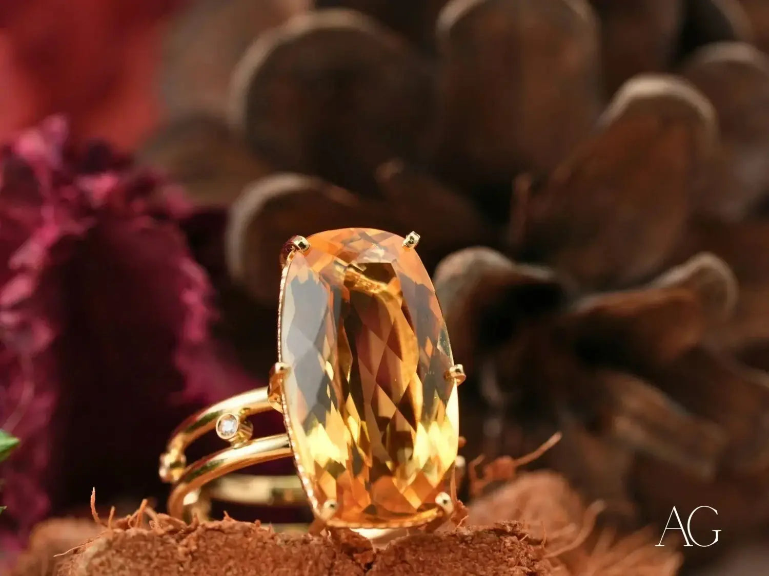 Sunfire Elegance: Citrine and Diamond Ring