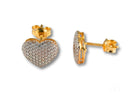 Radiant Love luminous 18k gold heart stud earrings with CZ gems