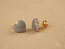 Radiant Love 18k gold heart stud earrings with CZ stones