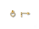 Radiant Love 18k gold heart drop earrings with CZ accents