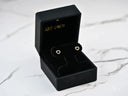 Radiant Love 18k gold heart drop earrings in black box