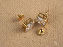 Radiant Luxe 18k gold square stud earrings with square-cut cubic zirconia