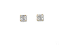 Radiant Luxe 18k gold square CZ stud earrings with square-cut cubic zirconia