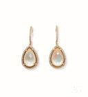 Rose gold teardrop 18k gold earrings with pavé diamonds