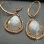 Rose gold drop earrings with faceted mother-of-pearl and diamonds, perfect 18k gold jewelry in Greater Boston Area