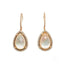 Rose gold dangle earrings with mother of pearl drops and diamond halos, ideal art gold jewelry