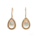 Rose gold teardrop 18k gold earrings with mother-of-pearl and diamond halo